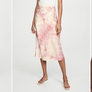 Lioness Silk Tie Dye Pink Midi Skirt